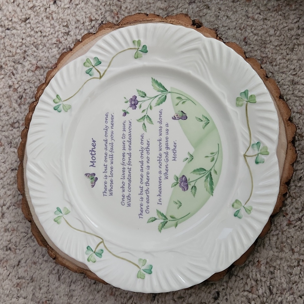 Belleek Fine Parian China Mother's Blessing Plate NEW - Picture 3 of 10